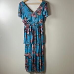 Maurices Blue Pink Flutter Sleeve Sundress Size Small